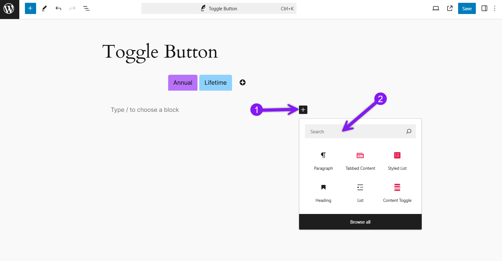 How to Add a Toggle Button To Your WordPress Site