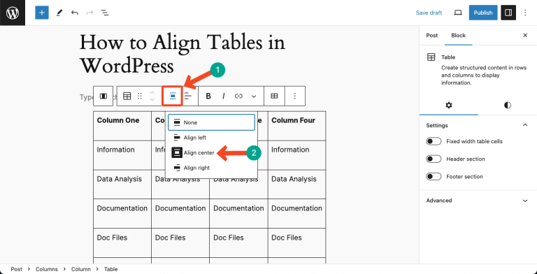 How to Align Tables in WordPress (Left, Center, or Right)