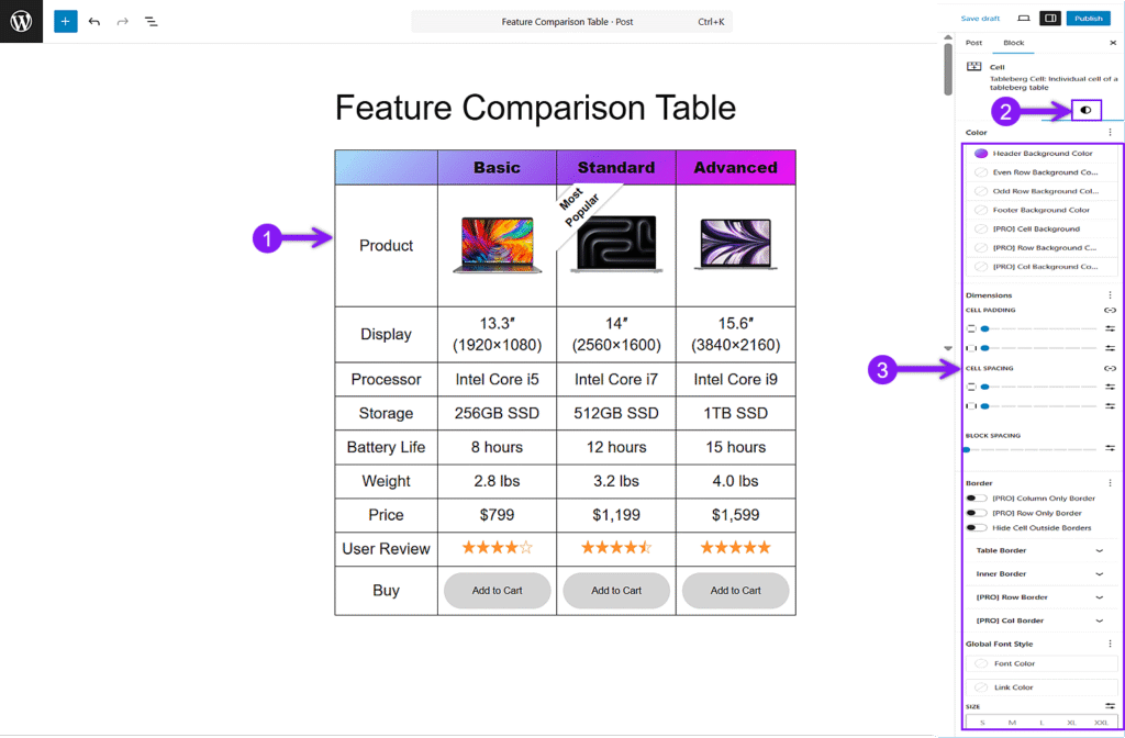 Customize Table Styles