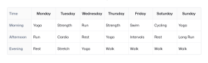 Weekly Training Schedule pattern preview